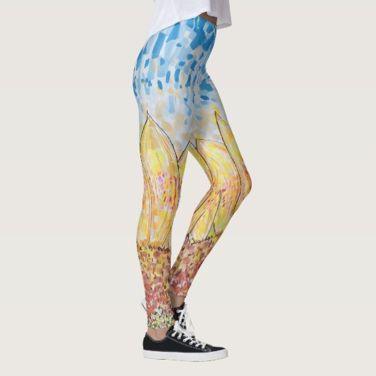 Stralende Bloei Zonnebloem Leggings (Rechts)