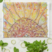 Stralende Bloei Zonnebloem Theedoek (Gevouwen)