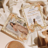 Stralende Bloem Bloemen Prinses Foto Quinceanera Kaart