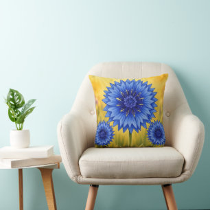 Stralende Bloemblad: Korenbloem Blauw Kussen
