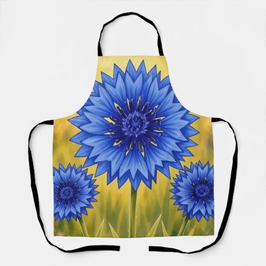 Stralende Bloemblad: Korenbloem Blauw Schort (Voorkant)