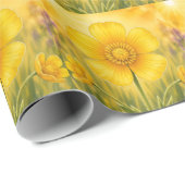 Stralende Bloemblad Serie – Boterbloem Cadeaupapier (Rol Hoek)