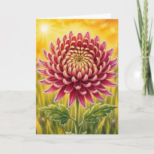 Stralende Bloemblad Serie – Chrysant Kaart (Voorkant)