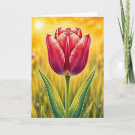 Stralende Bloemblad Serie – Rode Tulp Kaart