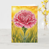 Stralende Bloemblad Serie – Roze Anjer Kaart (Gele Bloem)
