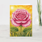 Stralende Bloemblad Serie – ROZE ROOS Kaart (Voorkant)