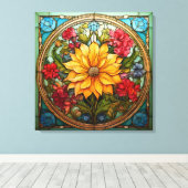 Stralende bloemen canvas afdruk (Insitu (Houten vloer))