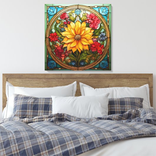 Stralende bloemen canvas afdruk (Insitu (Slaapkamer))