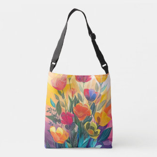 Stralende bloemen crossbody tas