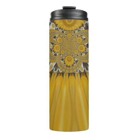 Stralende Bloemen: Gouden Zonnebloem: Eco Chic Des Thermosbeker (Voorkant)