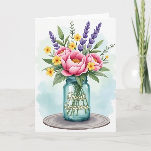 Stralende Bloemen Oma Kaart (Voorkant)