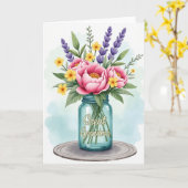 Stralende Bloemen Oma Kaart (Gele Bloem)