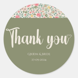 Stralende Bloemen: Rode en Gele Bloemen Bruiloft Ronde Sticker