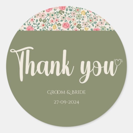 Stralende Bloemen: Rode en Gele Bloemen Bruiloft Ronde Sticker (Voorkant)