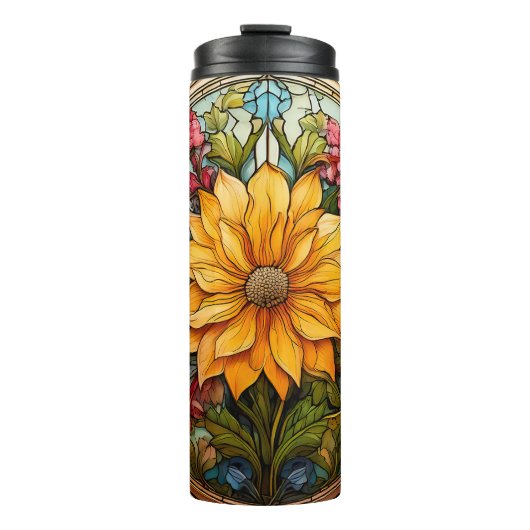 Stralende bloemen thermosbeker (Voorkant)