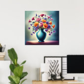 Stralende bloemengloed poster (Thuiskantoor)