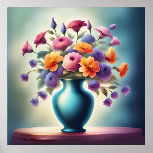 Stralende bloemengloed poster