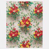 Stralende Bloom: een levendige rode en gele bloem Fleece Deken (Voorkant)