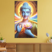 Stralende Boeddha met een gloeiende lotus Canvas Afdruk (Insitu (Woonkamer))