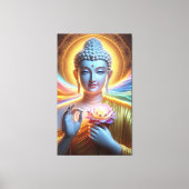 Stralende Boeddha met een gloeiende lotus Canvas Afdruk (Voorkant)