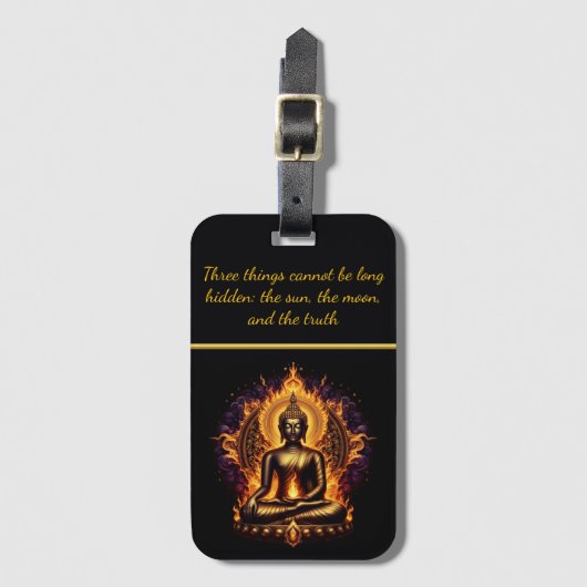 Stralende Boeddha omringd door vlammen. Generatiev Bagagelabel (Voorkant (verticaal))