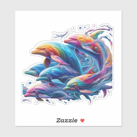 Stralende Dolfijn Kunst Sticker (Vel)