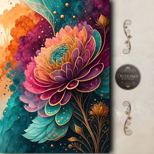 Stralende Edelsteen Bloemige Decoupage Tissuepapier