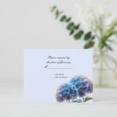 Stralende Elegantie Blauwe Hortensia Wedding RSVP (Staand voorkant)