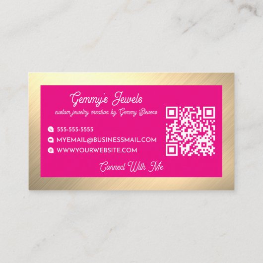 Stralende Elegantie Gouden Roze Custom Sieraden Cr Visitekaartje (Achterkant)