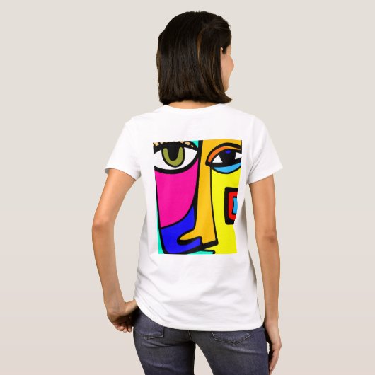 Stralende expressie: Kleurrijk Abstract gezicht T- T-shirt (Achterkant volledig)
