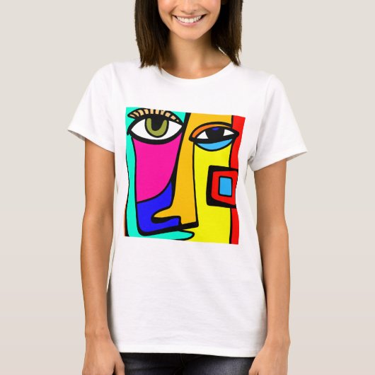 Stralende expressie: Kleurrijk Abstract gezicht T- T-shirt (Voorkant)