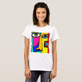 Stralende expressie: Kleurrijk Abstract gezicht T- T-shirt (Voorkant volledig)