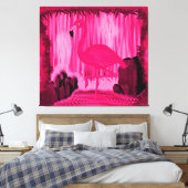 Stralende Flamingo Tropisch Surrealisme Canvas Afdruk (Insitu (Slaapkamer))