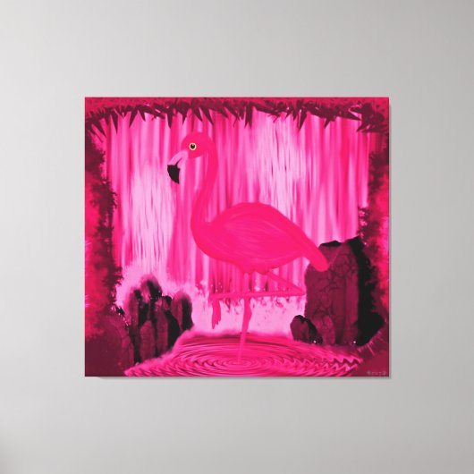 Stralende Flamingo Tropisch Surrealisme Canvas Afdruk (Voorkant)