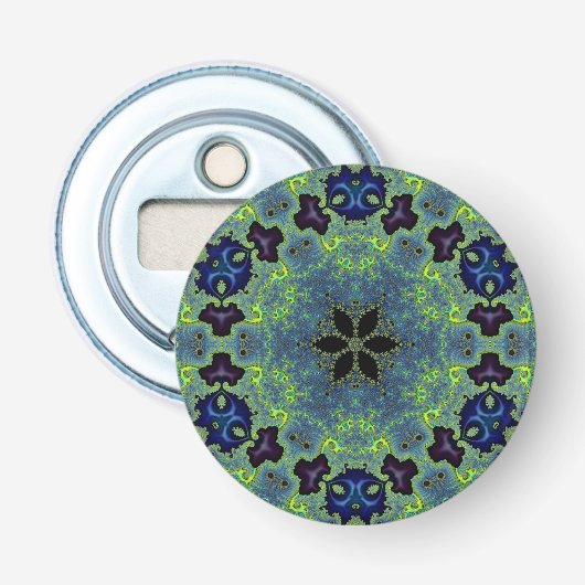 Stralende Fractale Symfonie Button Flesopener (Voorkant)