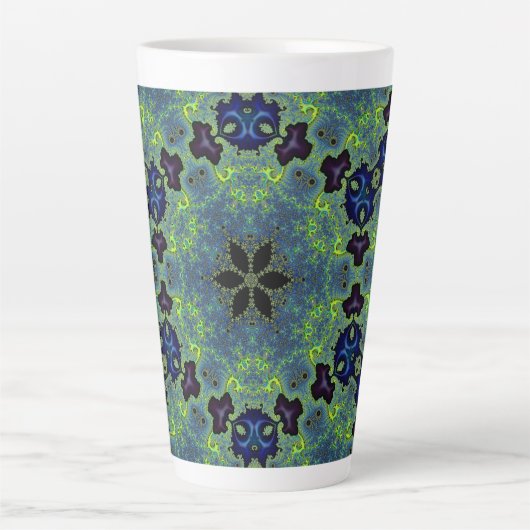 Stralende Fractale Symfonie Latte Mok (Voorkant)
