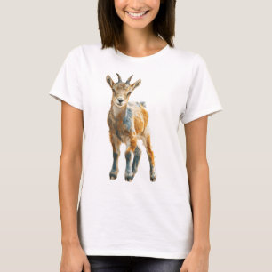 Stralende gehoornde geitenkid kunstprint t-shirt