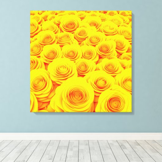 Stralende gele rozentuin canvas afdruk (Insitu (Houten vloer))