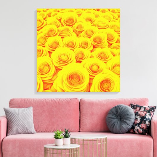 Stralende gele rozentuin canvas afdruk (Insitu (Woonkamer))
