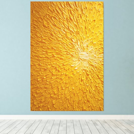Stralende Gele Zonneuitbarsting Textuur Abstracte Canvas Afdruk (Insitu (Houten vloer))