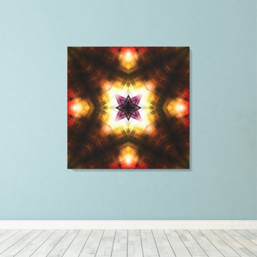 Stralende geometrische starburst met Abstract lich Canvas Afdruk (Insitu (Houten vloer))