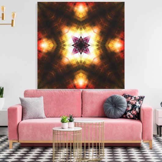 Stralende geometrische starburst met Abstract lich Canvas Afdruk (Insitu (Woonkamer))