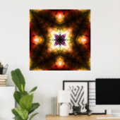 Stralende geometrische starburst met Abstract lich Poster (Thuiskantoor)