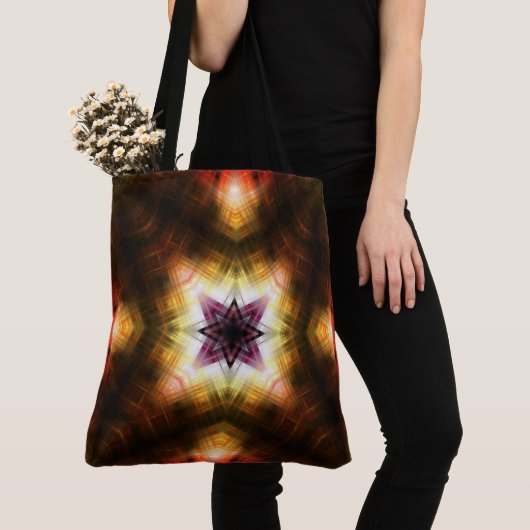 Stralende geometrische starburst met Abstract lich Tote Bag (Dichtbij)