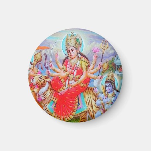 Stralende Godin Durga Ji Schilderij Magneet (Voorkant)