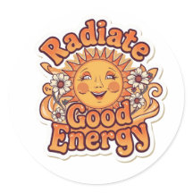 Stralende Goede Energie Retro Zon Sticker