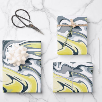 Stralende Golven van Geel, Wit en Grijs Inpakpapier Vel