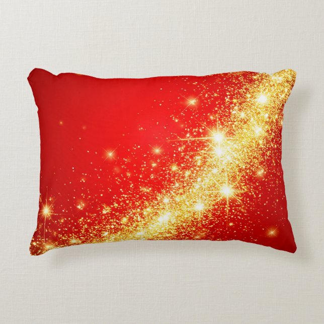 Stralende Gouden Glans Streep Luxe Abstract Accent Kussen (Voorkant)