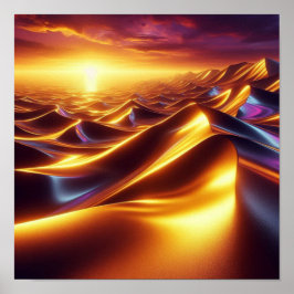 Stralende Gouden Mirage Woestijn Horizon Gloed Poster