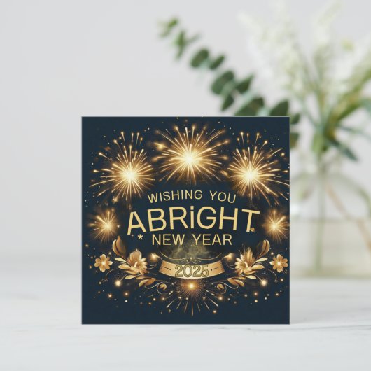 Stralende gouden Nieuwjaarsgroeten 2025 Feestdagenkaart (Staand voorkant)